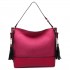 LT6616- Miss Lulu Frosted Leather Look Tassel Slouch Hobo Bag Burgundy