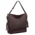 LT6616- Miss Lulu Frosted Leather Look Tassel Slouch Hobo Bag Coffee