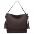 LT6616- Miss Lulu Frosted Leather Look Tassel Slouch Hobo Bag Coffee