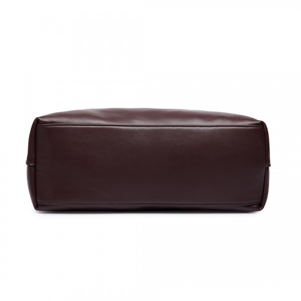 LT6616- Miss Lulu Frosted Leather Look Tassel Slouch Hobo Bag Coffee