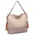 LT6616- Miss Lulu Frosted Leather Look Tassel Slouch Hobo Bag Camel