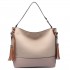 LT6616- Miss Lulu Frosted Leather Look Tassel Slouch Hobo Bag Camel