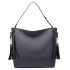 LT6616- Miss Lulu Frosted Leather Look Tassel Slouch Hobo Bag Grey