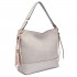 LT6616 - Miss Lulu Frosted Leather Look Tassel Slouch Hobo Bag Light Grey