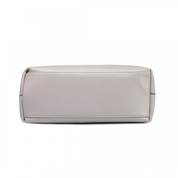 LT6616 - Miss Lulu Frosted Leather Look Tassel Slouch Hobo Bag Light Grey