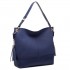 LT6616- Miss Lulu Frosted Leather Look Tassel Slouch Hobo Bag Navy