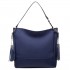 LT6616- Miss Lulu Frosted Leather Look Tassel Slouch Hobo Bag Navy