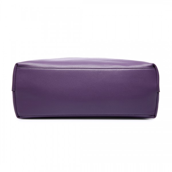 LT6616- Miss Lulu Frosted Leather Look Tassel Slouch Hobo Bag Purple