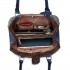 LT6619 - Miss Lulu Two Tone Leather Look Zip Detail Shoulder Bag Navy