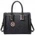 LT6622 - Miss Lulu Raised Cord Tote Handbag Faux Leather Black