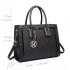 LT6622 - Miss Lulu Raised Cord Tote Handbag Faux Leather Black