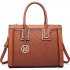 LT6622 - Miss Lulu Raised Cord Tote Handbag Faux Leather Brown