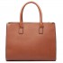 LT6622 - Miss Lulu Raised Cord Tote Handbag Faux Leather Brown