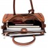 LT6622 - Miss Lulu Raised Cord Tote Handbag Faux Leather Brown