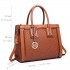 LT6622 - Miss Lulu Raised Cord Tote Handbag Faux Leather Brown