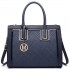 LT6622 - Miss Lulu Raised Cord Tote Handbag Faux Leather Navy