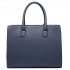 LT6622 - Miss Lulu Raised Cord Tote Handbag Faux Leather Navy