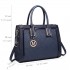 LT6622 - Miss Lulu Raised Cord Tote Handbag Faux Leather Navy