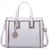 LT6622 - Miss Lulu Raised Cord Tote Handbag Faux Leather White