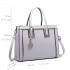 LT6622 - Miss Lulu Raised Cord Tote Handbag Faux Leather White