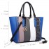 LT6624 - Miss Lulu Panelled Stripe Design Tote Handbag Blue