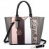 LT6624- Miss Lulu Panelled Stripe Design Tote Handbag Grey