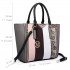 LT6624- Miss Lulu Panelled Stripe Design Tote Handbag Grey