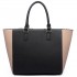 LT6624- Miss Lulu Panelled stripe design Tote Handbag Nude