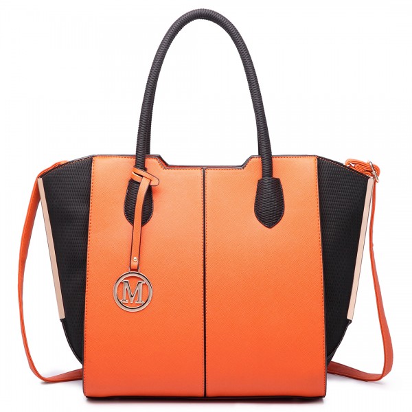 LT6625 - Miss Lulu Ladies Large Tote Bag Faux Leather Orange