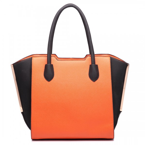 LT6625 - Miss Lulu Ladies Large Tote Bag Faux Leather Orange