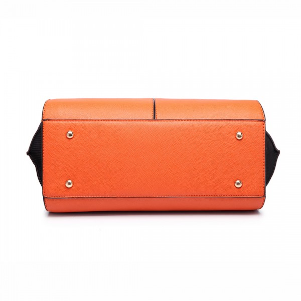 LT6625 - Miss Lulu Ladies Large Tote Bag Faux Leather Orange