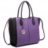 LT6625 - Miss Lulu Ladies Large Tote Bag Faux Leather Purple