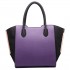 LT6625 - Miss Lulu Ladies Large Tote Bag Faux Leather Purple