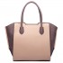 LT6625 - Miss Lulu Ladies Large Tote Bag Faux Leather Tan
