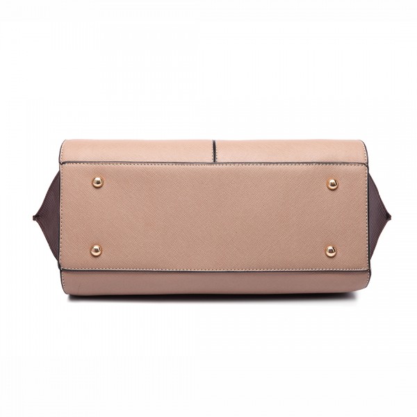 LT6625 - Miss Lulu Ladies Large Tote Bag Faux Leather Tan