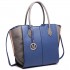 LT6625 - Miss Lulu Ladies Large Tote Bag Faux Leather Navy