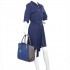 LT6625 - Miss Lulu Ladies Large Tote Bag Faux Leather Navy