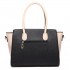 LT6627 - Miss Lulu Faux Leather Large Winged Tote Bag Handbag Black/Beige