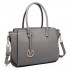 LT6627 - Miss Lulu Faux Leather Large Winged Tote Bag Handbag Grey
