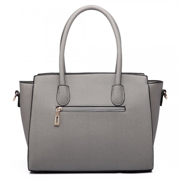 LT6627 - Miss Lulu Faux Leather Large Winged Tote Bag Handbag Grey