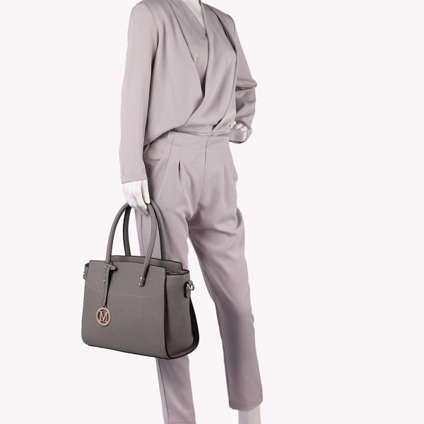 LT6627 - Miss Lulu Faux Leather Large Winged Tote Bag Handbag Grey