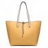 LT6628 - Miss Lulu Women Reversible Contrast Shopper Tote Bag Beige