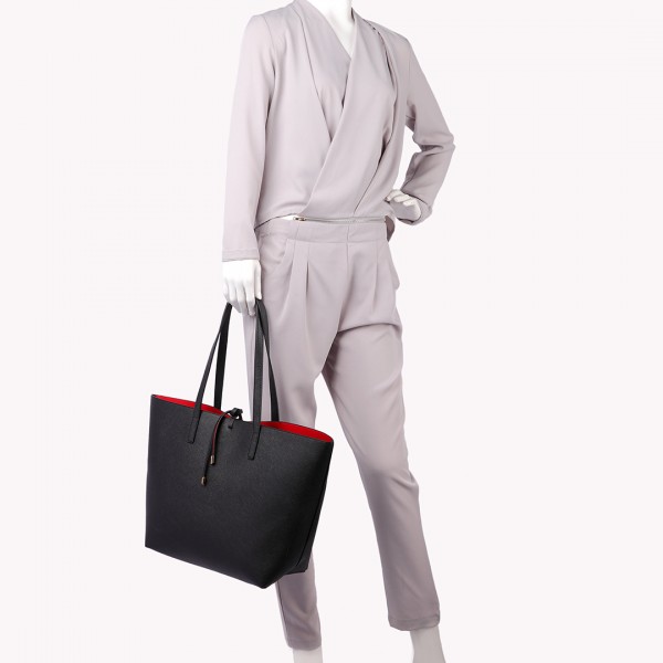 LT6628-Frauen-doppelte Seiten PU-lederne Handtaschen-Tasche enthalten ein Schulter-Kreuz-Körper-Beutelschwarzes LT6628-Frauen-doppelte Seiten PU-lederne Handtaschen-Tasche enthalten ein Schulter-Kreuz-Körper-Beutelschwarzes