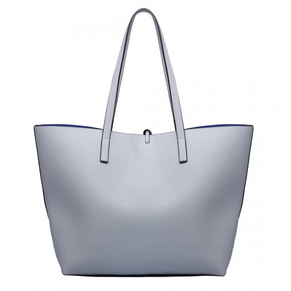LT6628-femmes double côtés en cuir PU sac fourre-tout contenir un sac épaule corps croix gris...