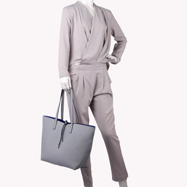 LT6628-femmes double côtés en cuir PU sac fourre-tout contenir un sac épaule corps croix gris...
