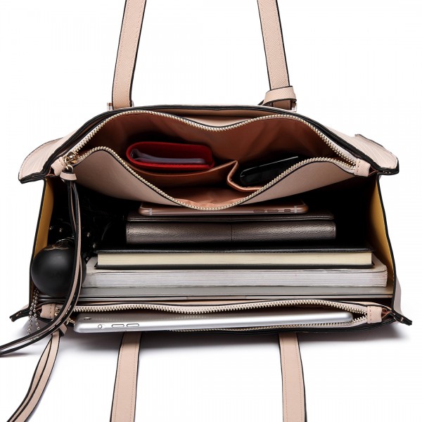 LT6636-Frauen PU-lederner Beutel-quadratische Schulter-Handtasche beige