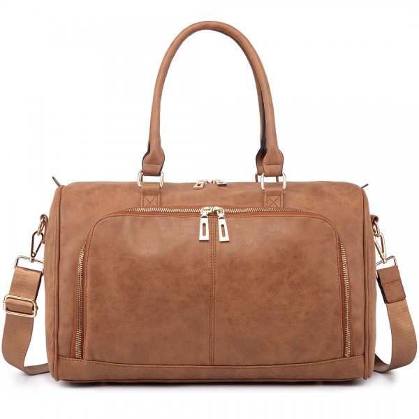 LT6638 - Miss Lulu Leather Look Maternity Changing Shoulder Bag Brown