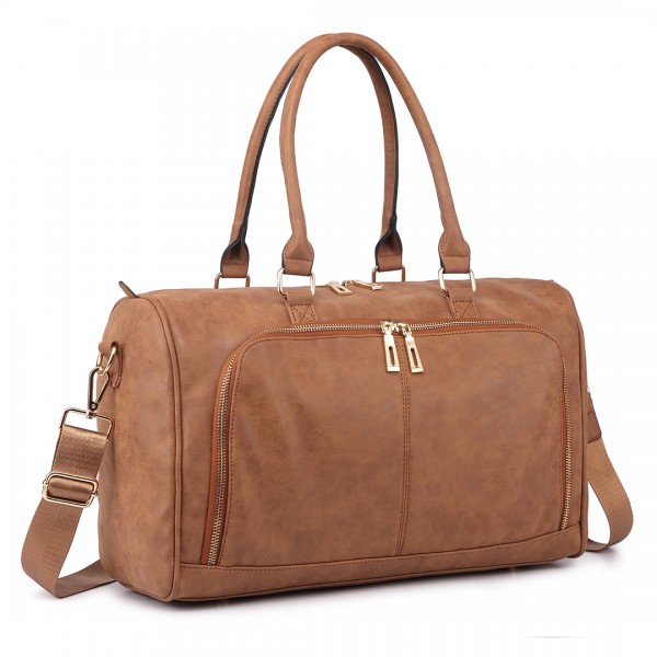LT6638 - Miss Lulu Leather Look Maternity Changing Shoulder Bag Brown