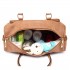 LT6638 - Miss Lulu Leather Look Maternity Changing Shoulder Bag Brown