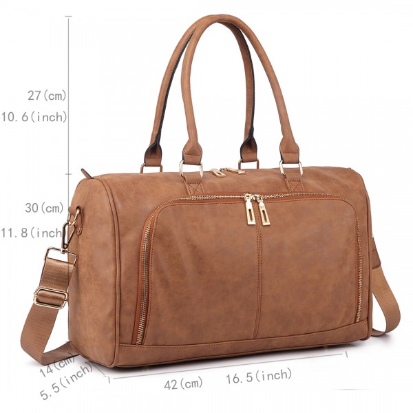 LT6638 - Miss Lulu Leather Look Maternity Changing Shoulder Bag Brown
